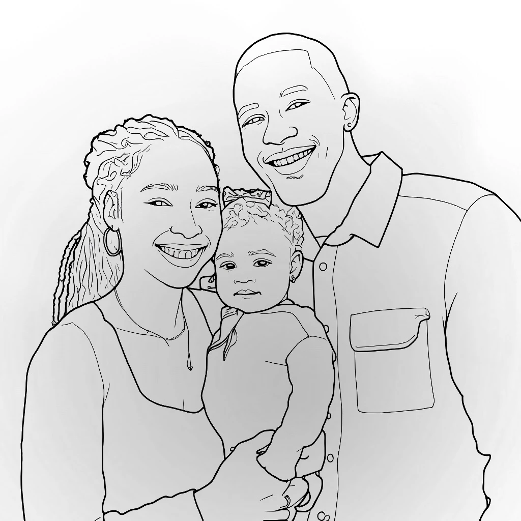 One-Line Minimal - AI-generated art style example showcasing SmartyCrop's portrait transformation capabilities